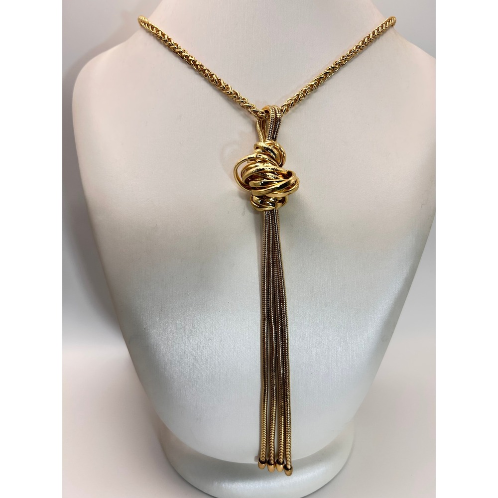 Chico's Raven Tass Necklace Women OS Gold New Statement Knot Tassel 451008297877